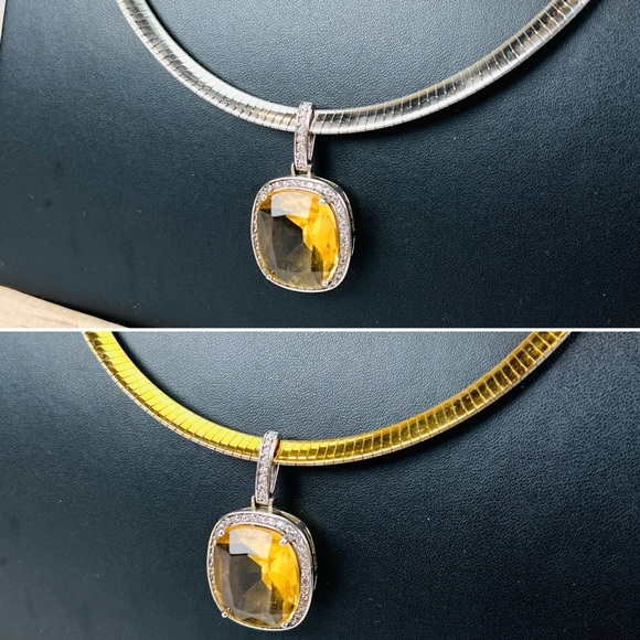Vintage Aurafin Italy two tone necklace + a smoky stone...
